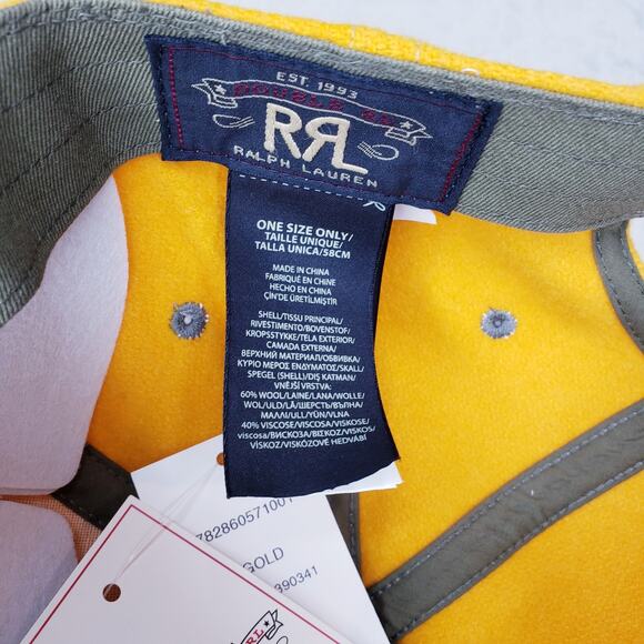 NWT DOUBLE RL RRL RALPH LAUREN Winged Logo Wool Blend Felt Ball Cap Gold/ Yellow - Picture 8 of 10